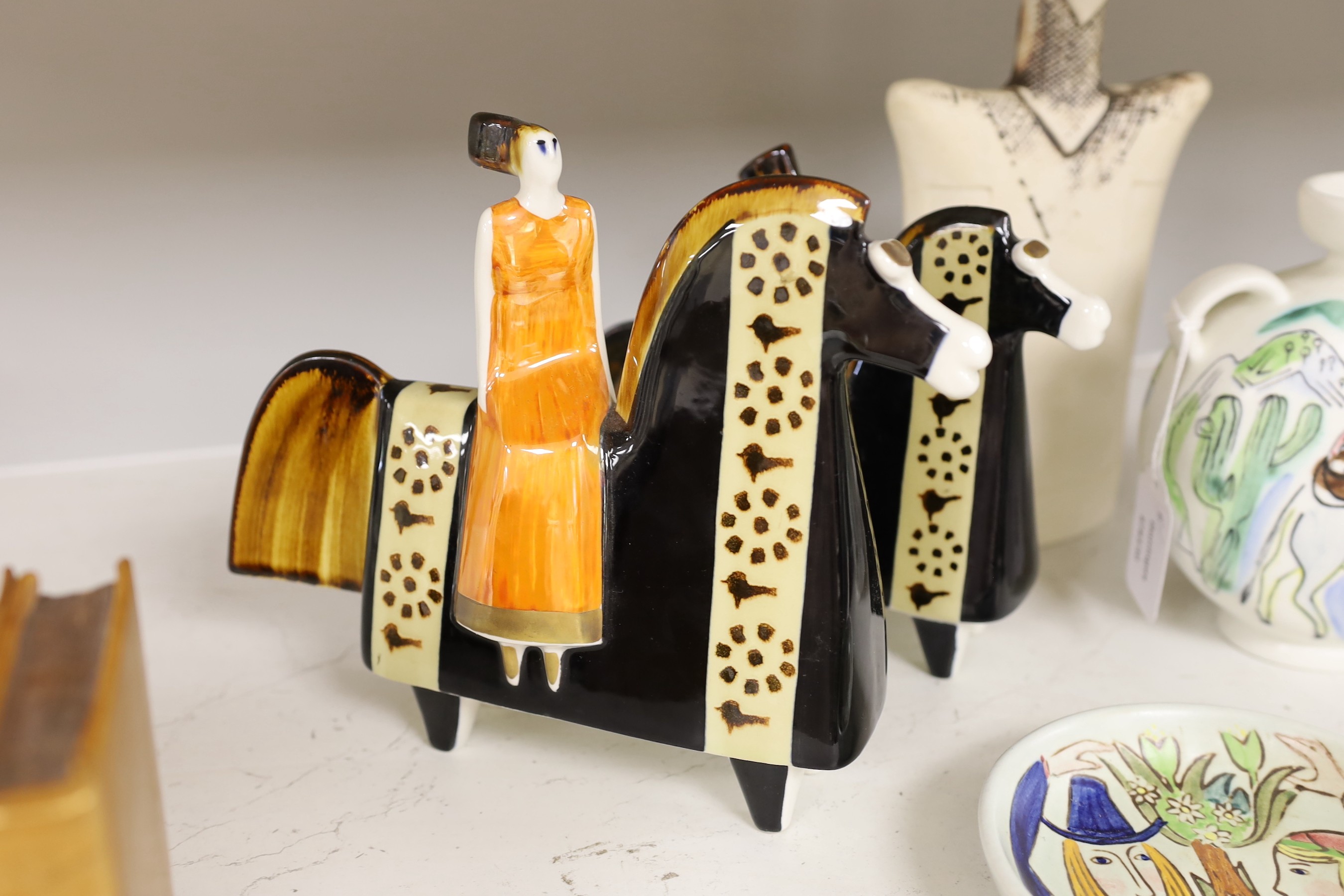 A group of Rorstrand ceramics including a pair of Timo Sarvimäki cossack groups, tallest 24cm